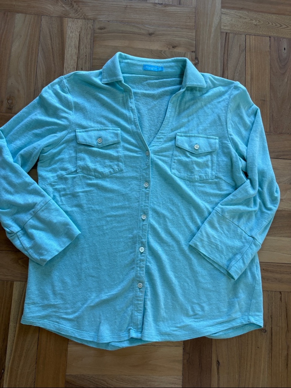 J. McLaughlin XS Light Aqua Button-Up Shirt